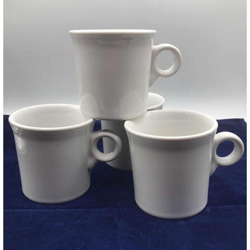 FIESTAWARE HLC White RING HANDLE FIESTA COFFEE MUG CUP USA Set of‎ 2